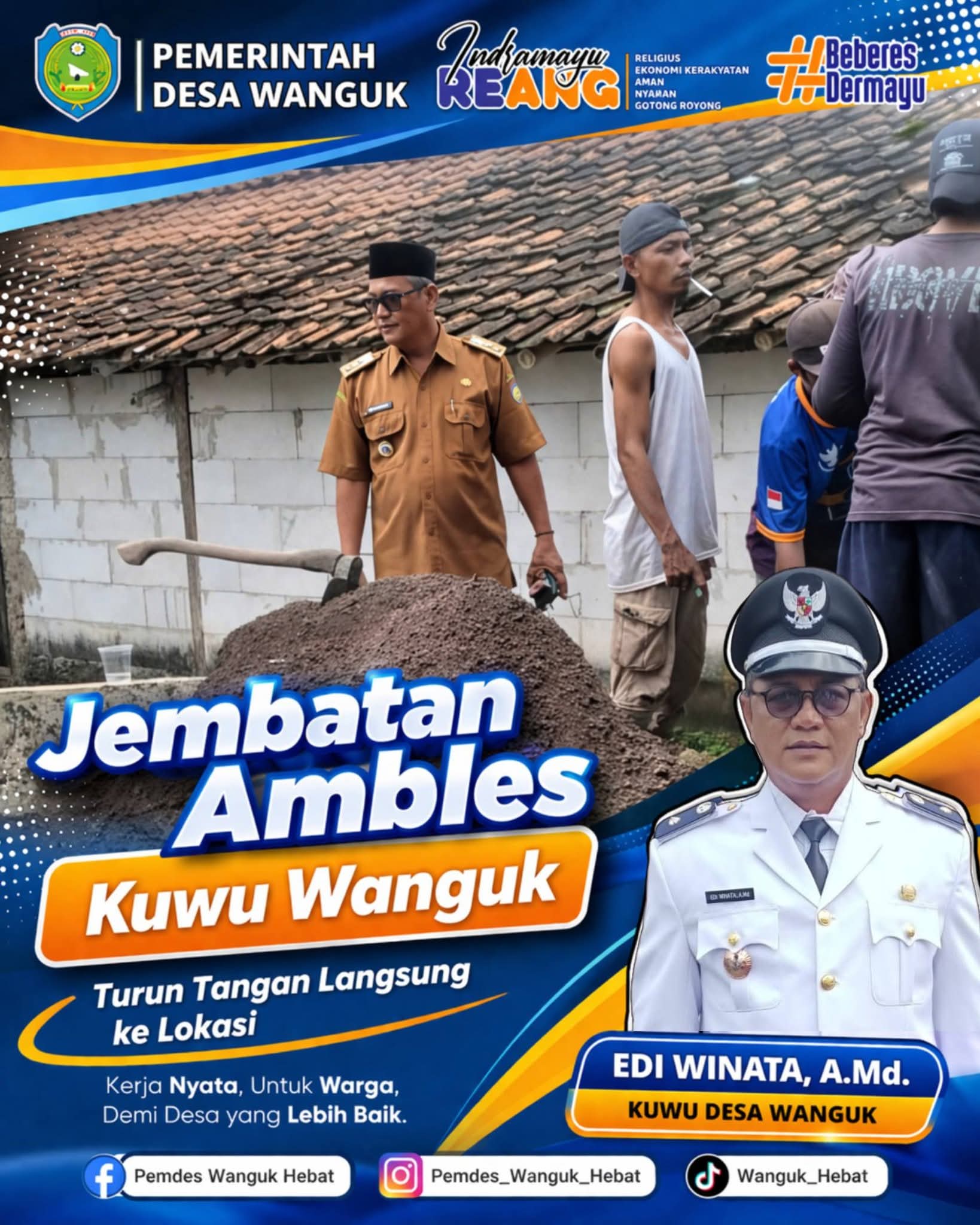 Jembatan Ambles....  Kuwu Wanguk Turun Tangan Langsung ke lokasi...
